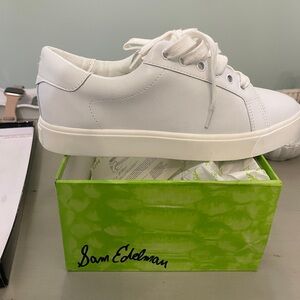 Sam Edelman, Ethyl White Leather Low-Top Sneaker